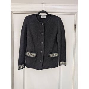 Stizzoli Tweed Blazer women's Small*** black white textured Italy Vintage‎